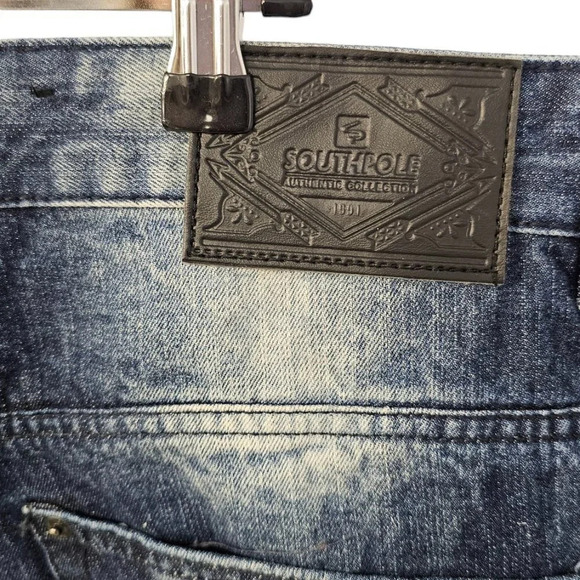 Southpole Men's Bleach Wash Look Jeans Size 38 Distressed Y2K - Picture 5 of 10